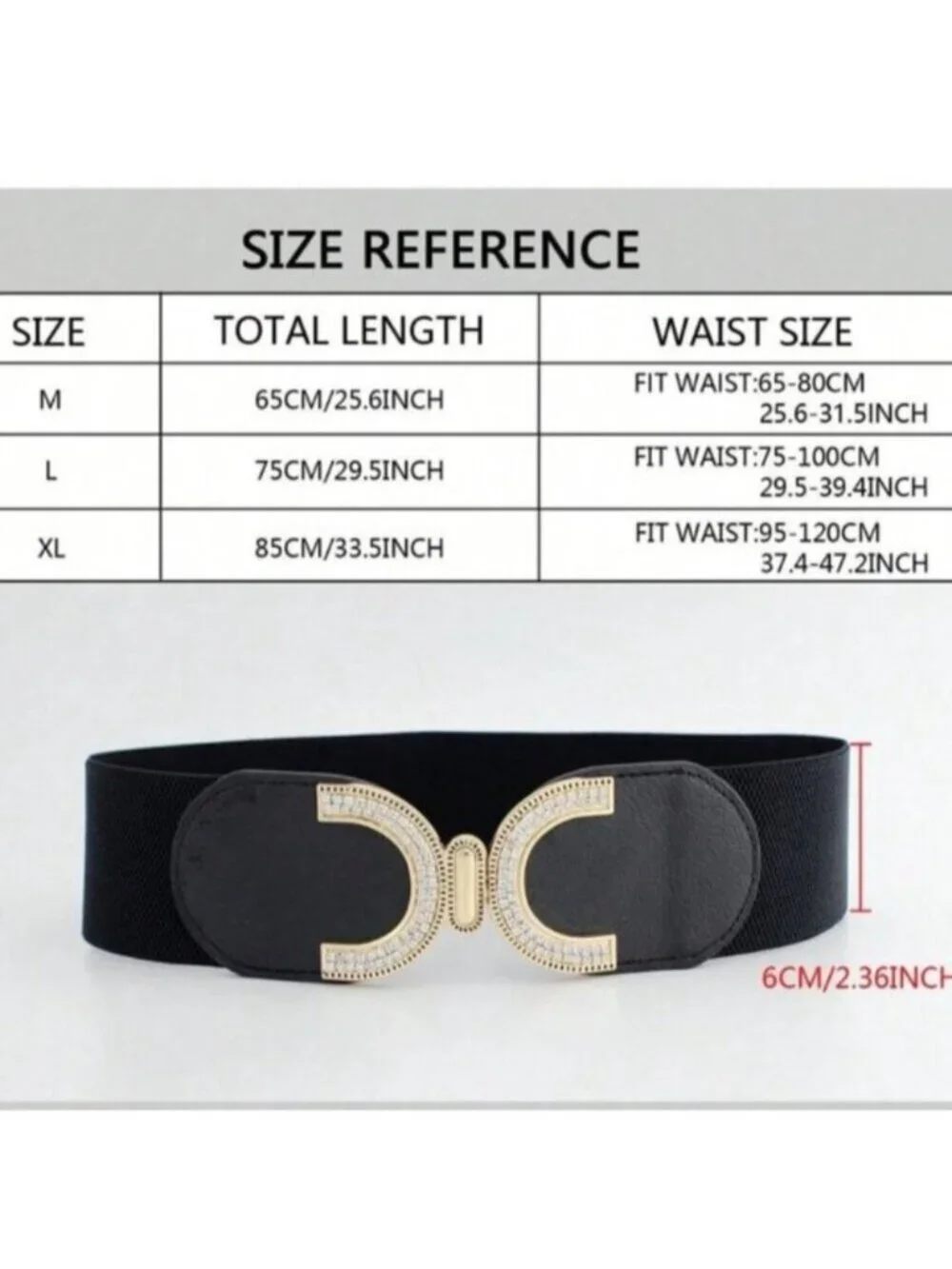 Rhinestone Buckle With Elastic Waist Belt White